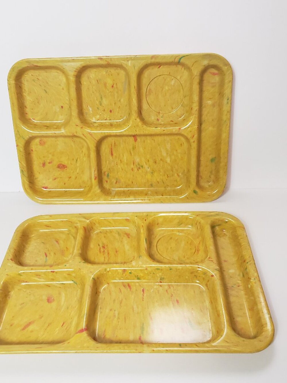 DALLAS WARE Vintage Gold Confetti Melamine Divided Tray Set Of 2 Cafeteria